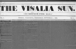 Visalia Sun Vol 1 Sept 5 1860 pg1